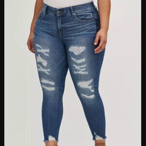 Torrid Bombshell Skinny Premium Stretch High Rise Distressed Jeans Size 18R #49